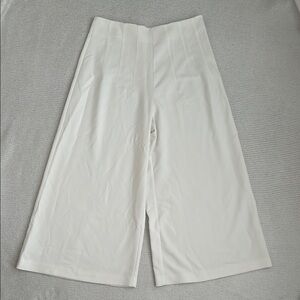 Maeve by Anthropologie Clean Crop Wide Leg Trouser Pants White Size 14